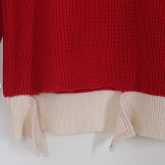 Marni IT 40 Red Wool Rib Knit Mock Neck Contrast Trim Chunky Sweater Italy - Picture 2 of 11